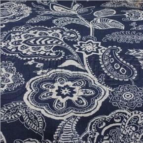 棉麻服裝面料藍(lán)印花布江南印象棉麻印花布料桌臺布窗簾服飾布-全球紡織網(wǎng)